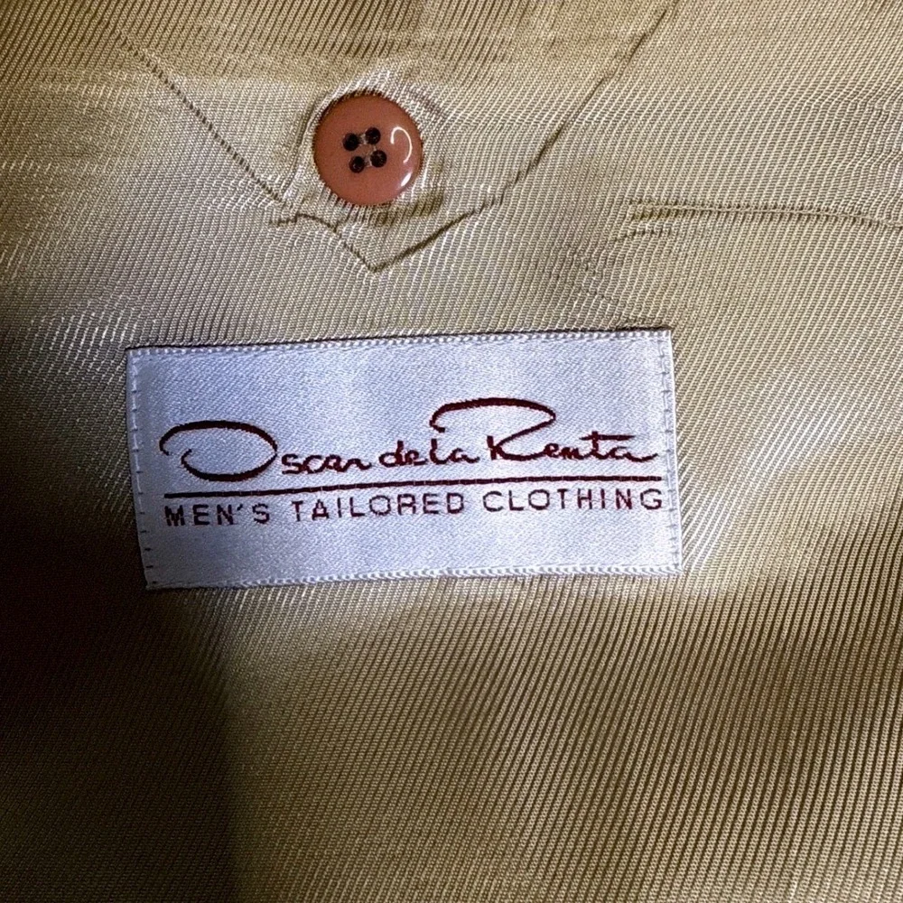Vintage Oscar de la Renta 100%‎ Wool Sport Coat Blazer 46L Houndstooth Mens